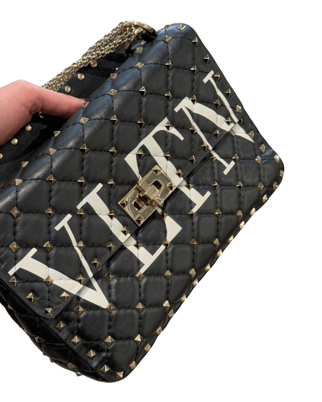 VALENTINO SPIKE MEDIA BIANCA E NERA