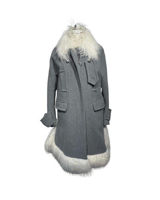 CAPPOTTO SCERVINO GRIGIO CON ecoPELLICCIA