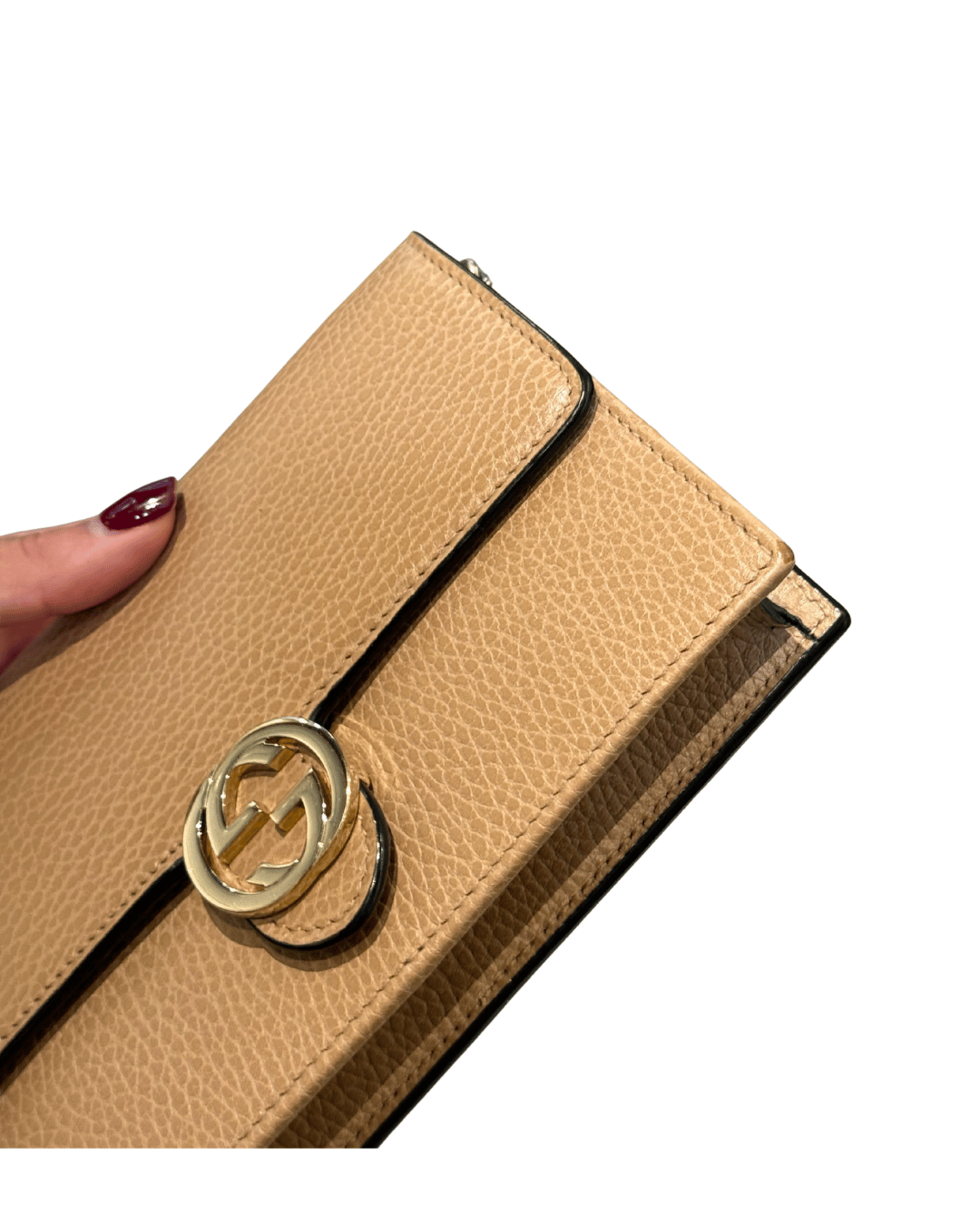 GUCCI SOHO WALLET ON CHAIN BEIGE