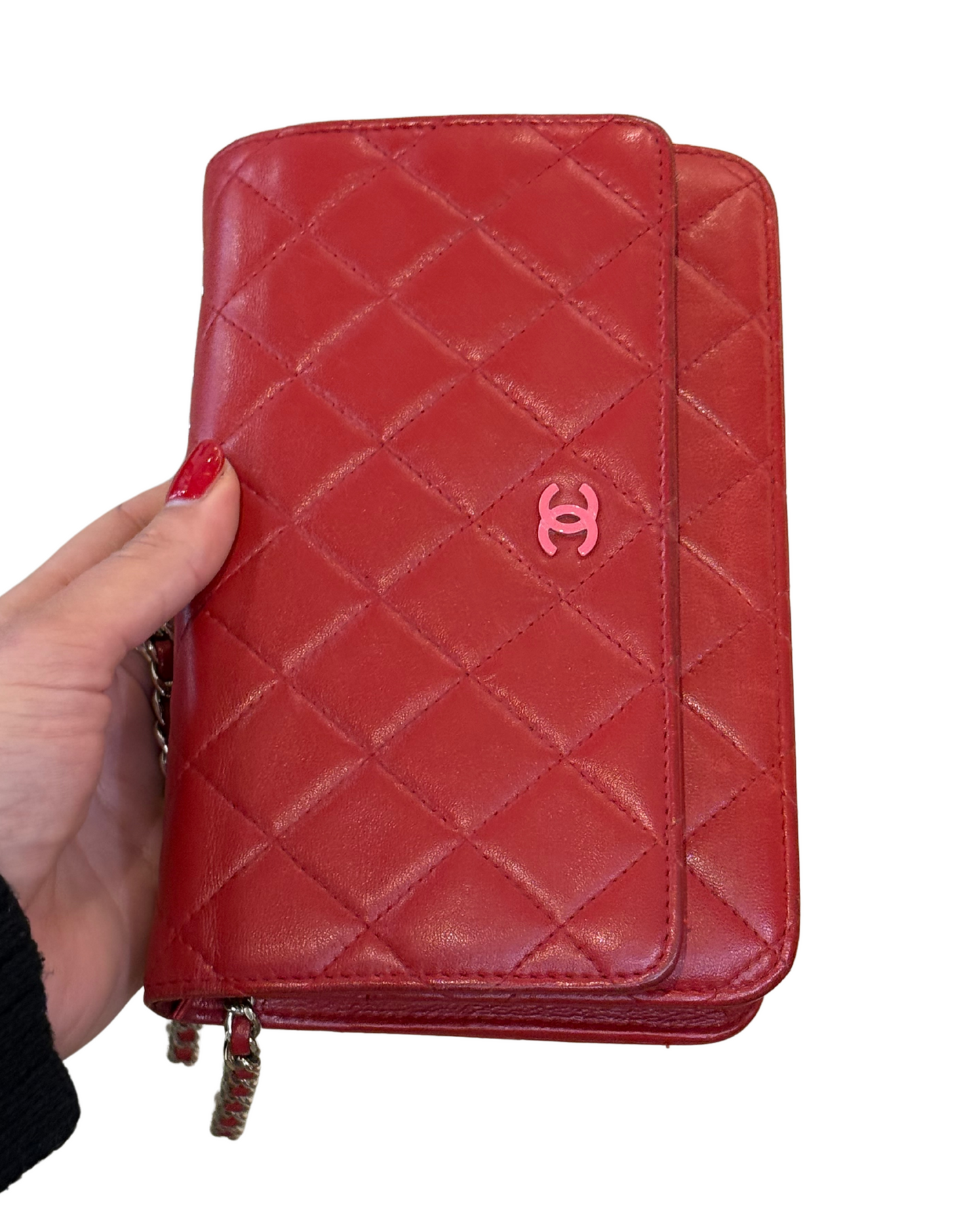 WALLET ON CHAIN CHANEL ROSSA