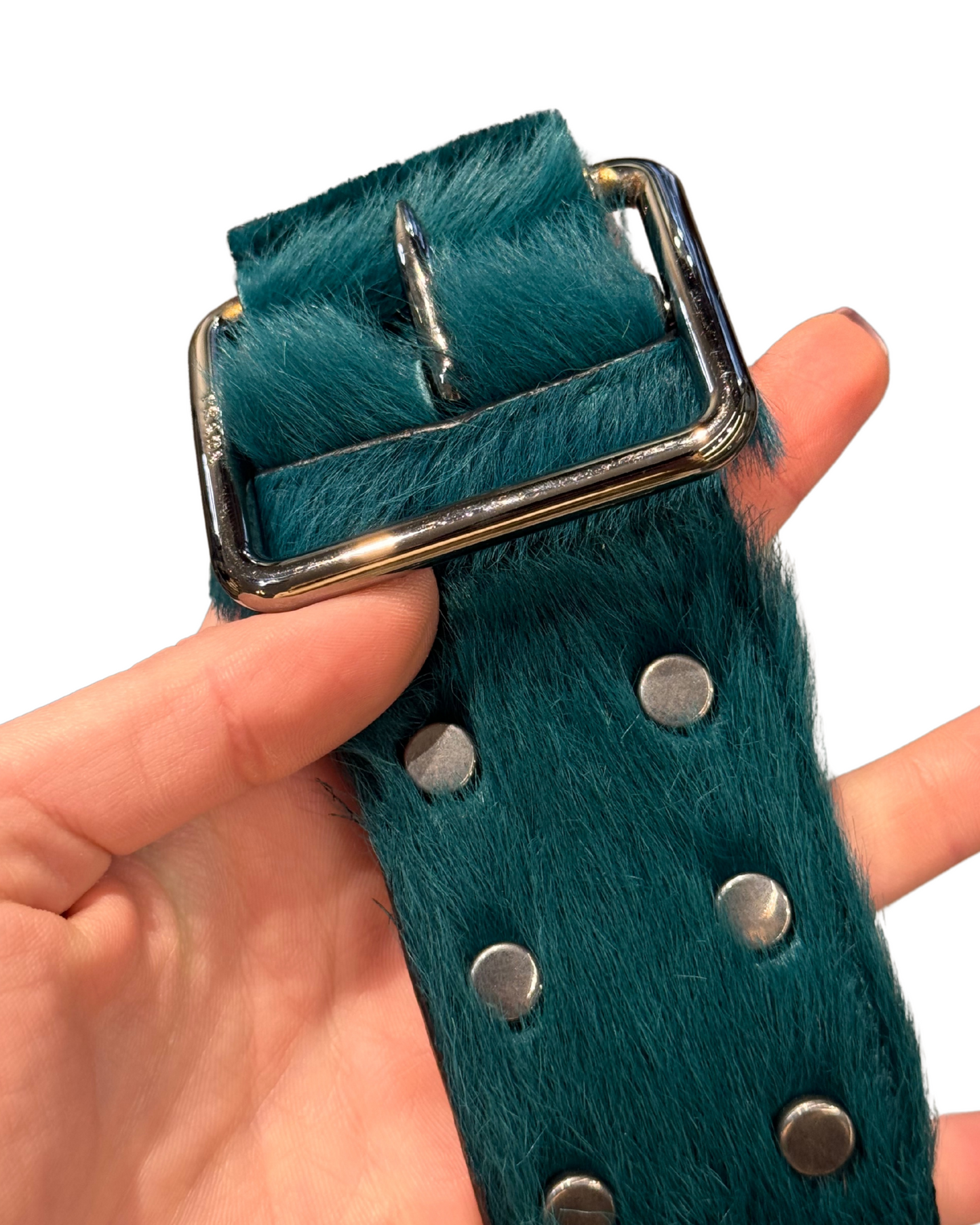 CINTURA PRADA PELO VERDE PETROLIO