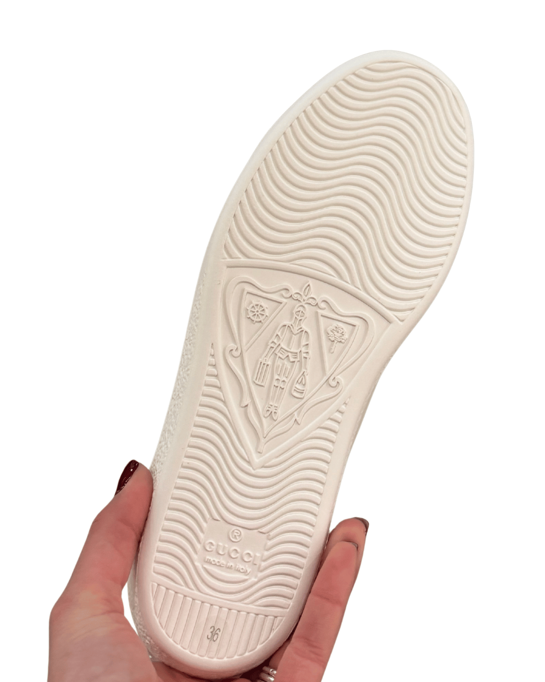 SNEAKERS GUCCI NUOVE ACE BIANCHE INSERTO GRIGIO Nr 36