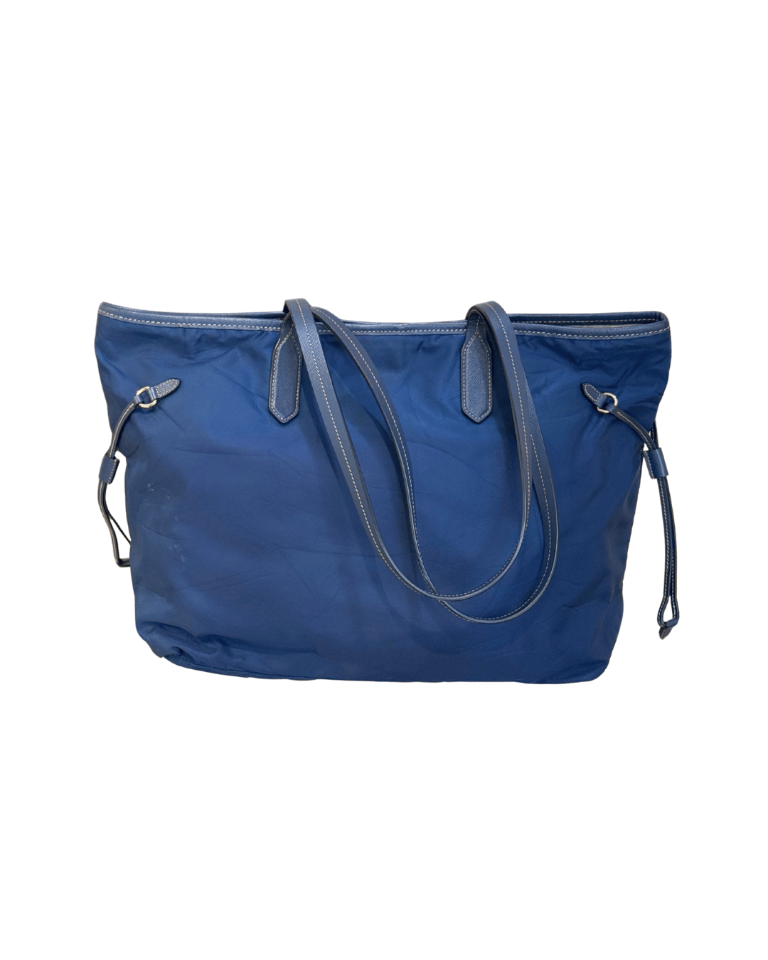 SHOPPER TESSUTO BLU PRADA PELLE SAFFIANO