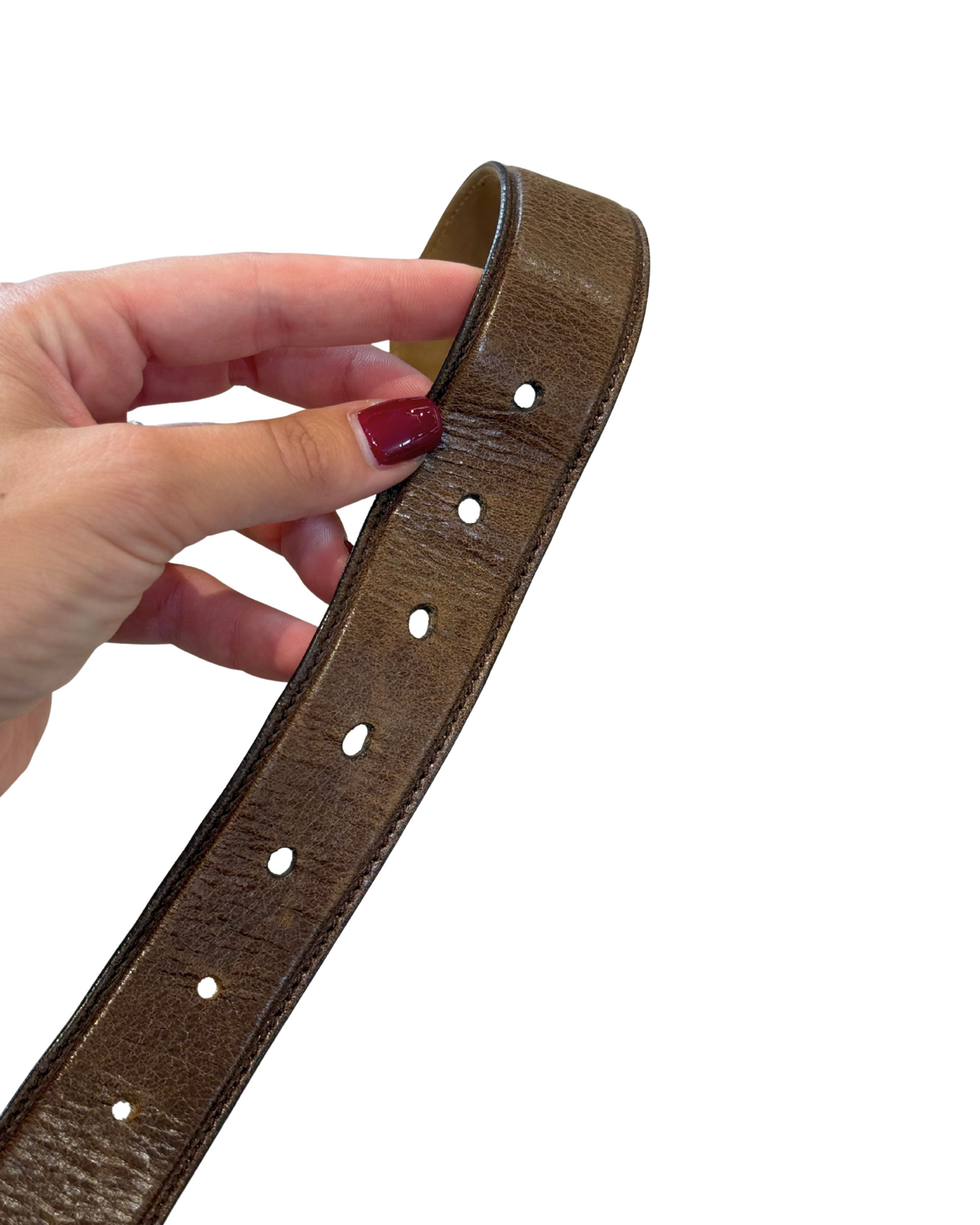 CINTURA PRADA MARRONE CON FIBBIA SPECCHIATA