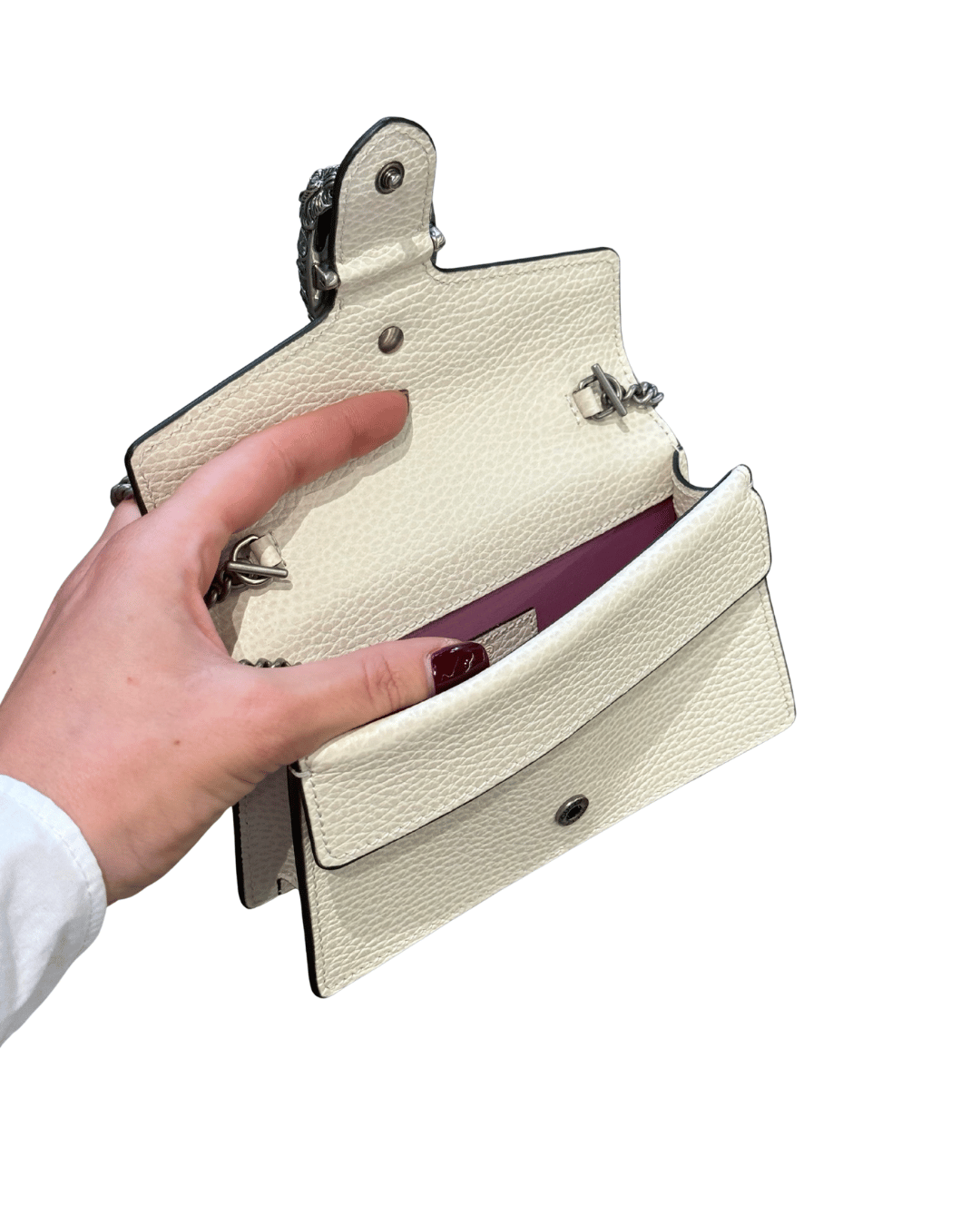 GUCCI DYONISUS MINI IN PELLE MARTELLATA BIANCA