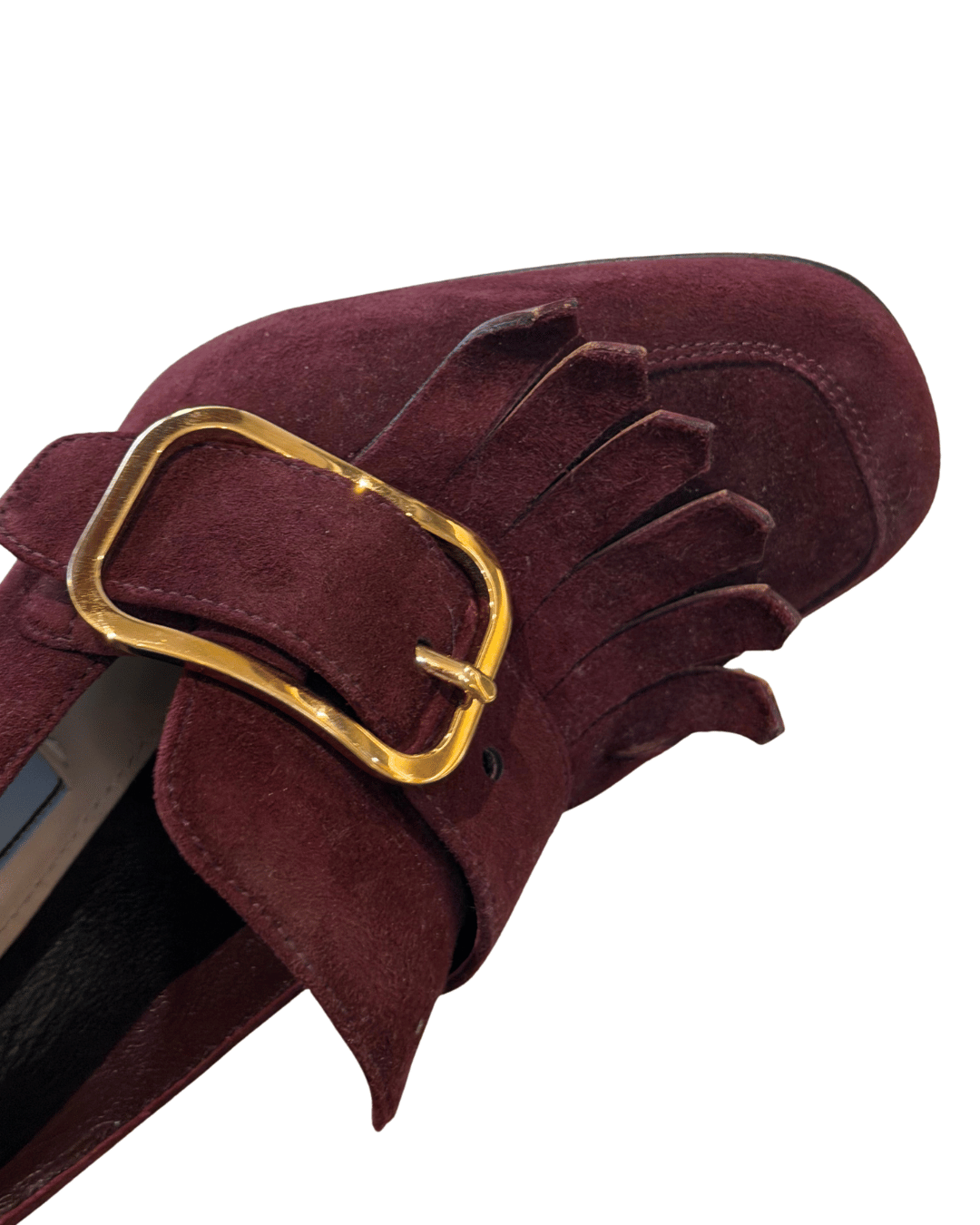 DECOLLETE PRADA CAMOSCIO BORDEAUX CON FRANGE Nr 37