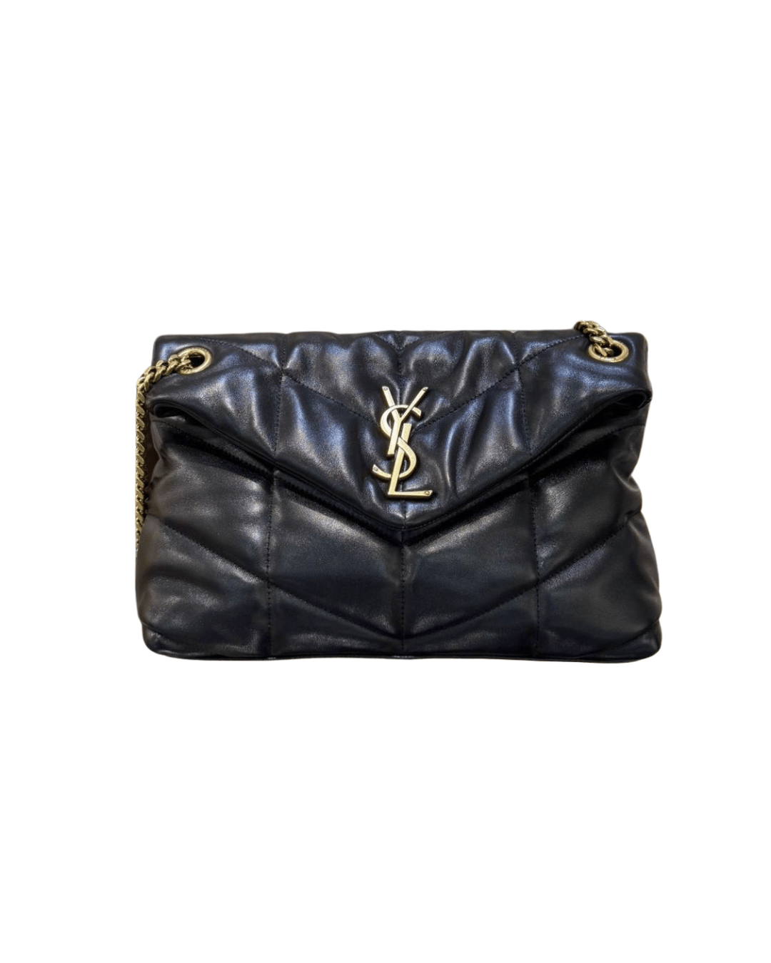 PUFFER SMALL YSL PELLE NERA HARDWARE DORATO