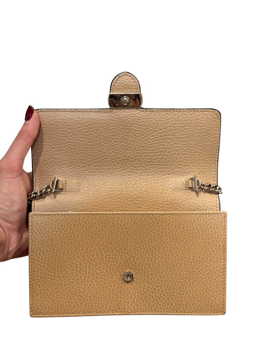 GUCCI SOHO WALLET ON CHAIN BEIGE