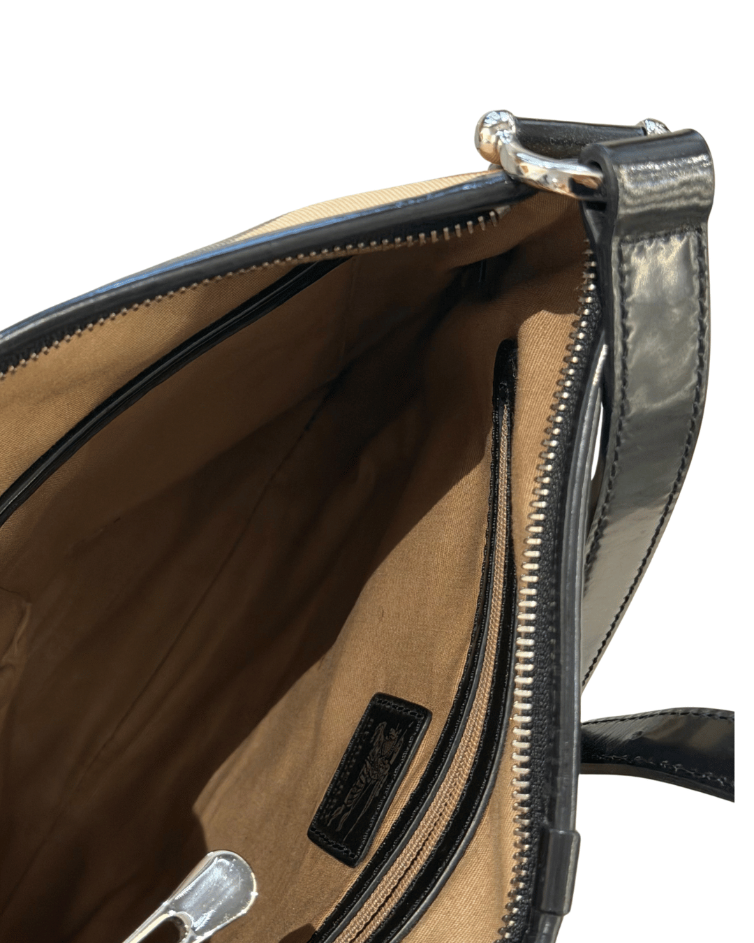 BURBERRY TRACOLLA RIFINITURE PELLE VERNICIATA NERA