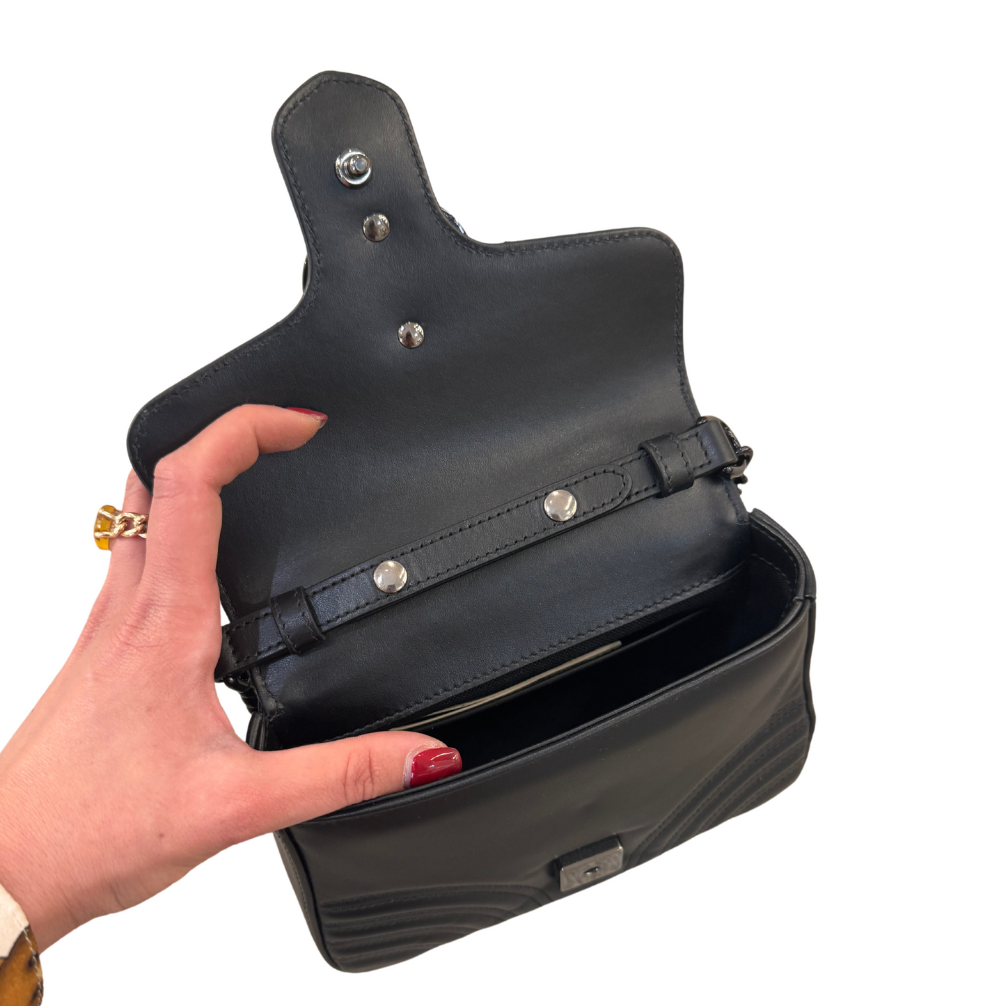 MINI BORSA A MANO GUCCI MARMONT TOTAL BLACK