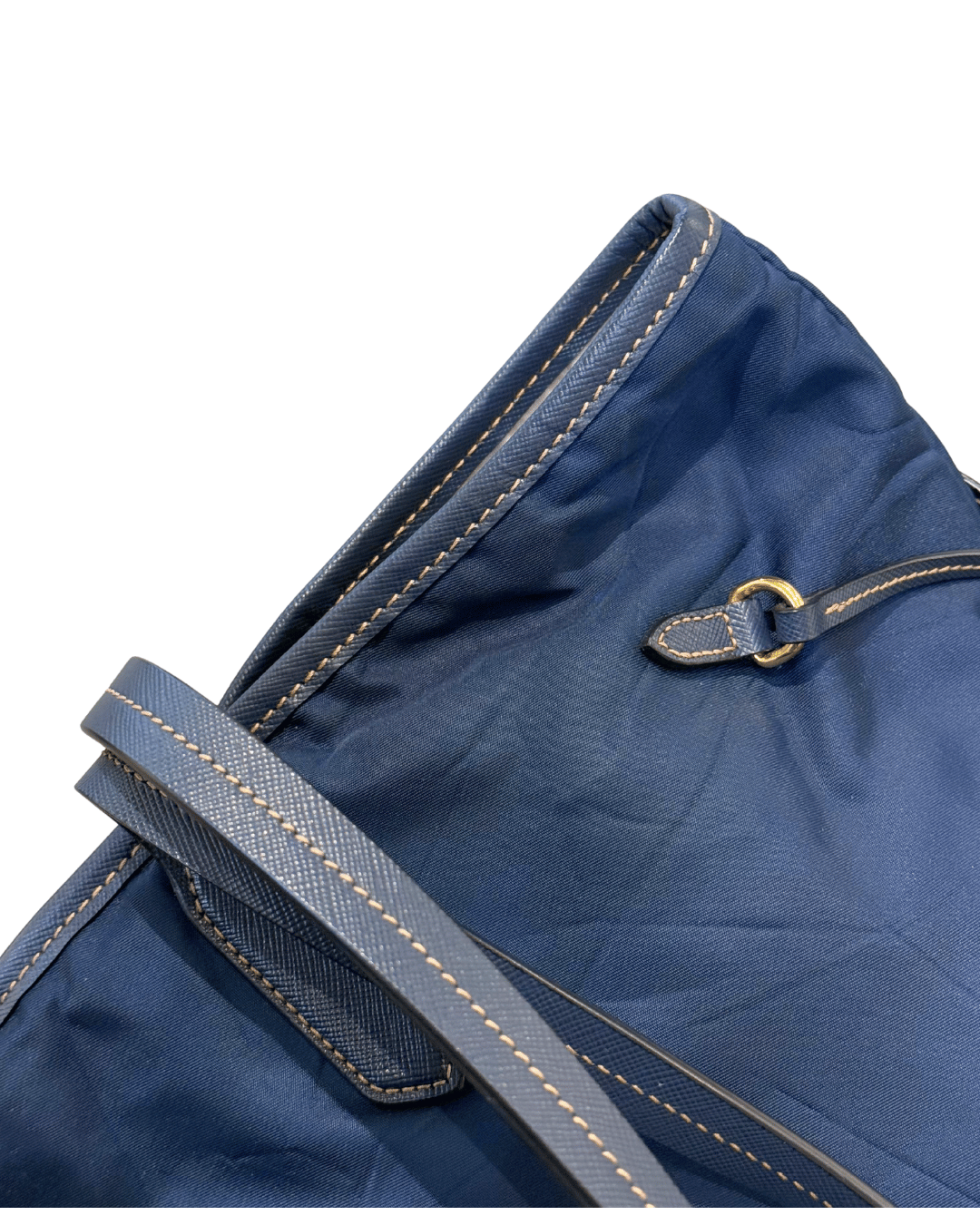 SHOPPER TESSUTO BLU PRADA PELLE SAFFIANO