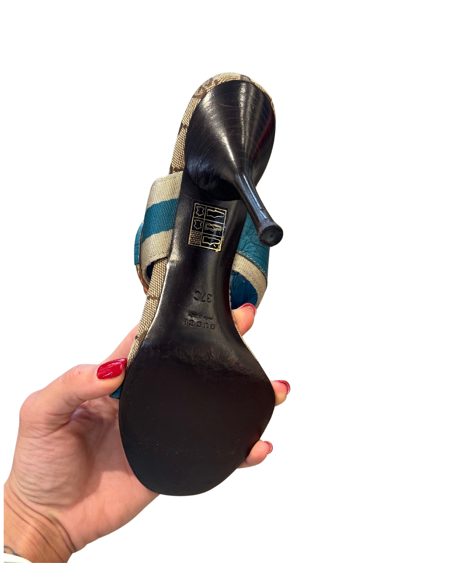 SANDALI GUCCI CON RIFINITURE TURCHESI