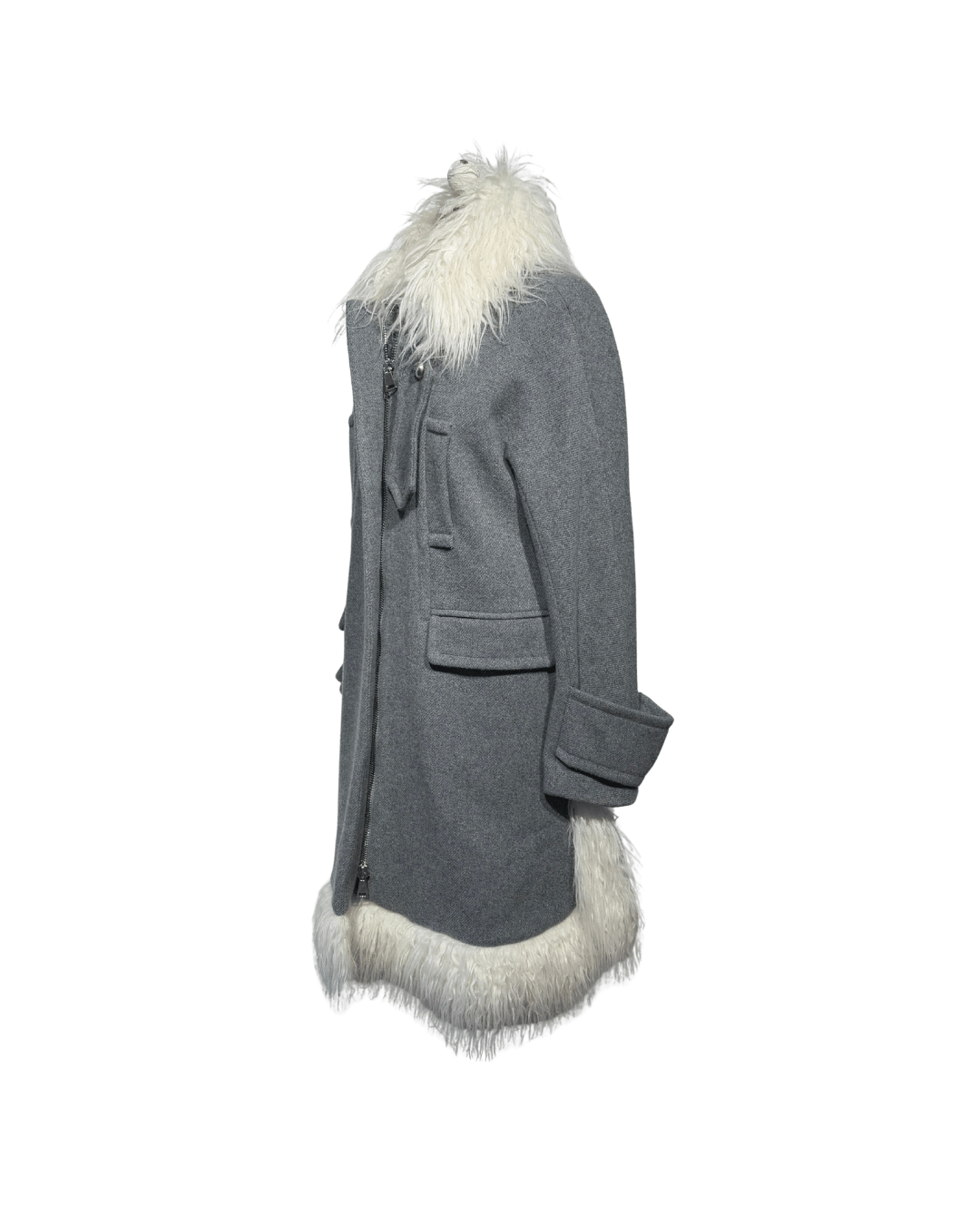 CAPPOTTO SCERVINO GRIGIO CON ecoPELLICCIA