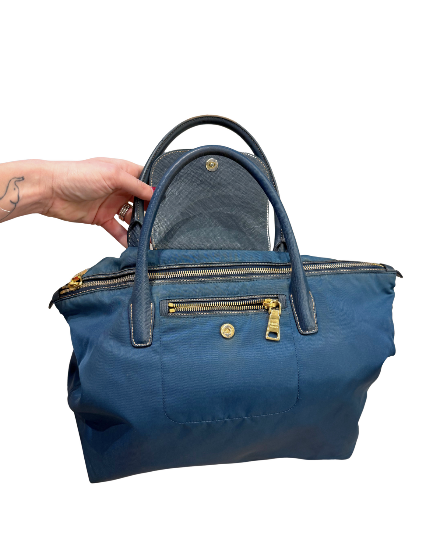 BORSA TESSUTO TECNICO PRADA BLU