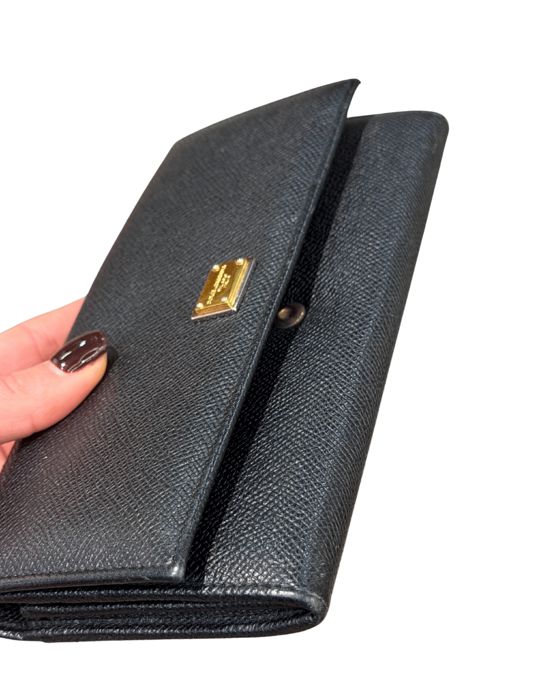 PORTAFOGLIO CONTINENTAL D&G PELLE MARTELLATA NERA