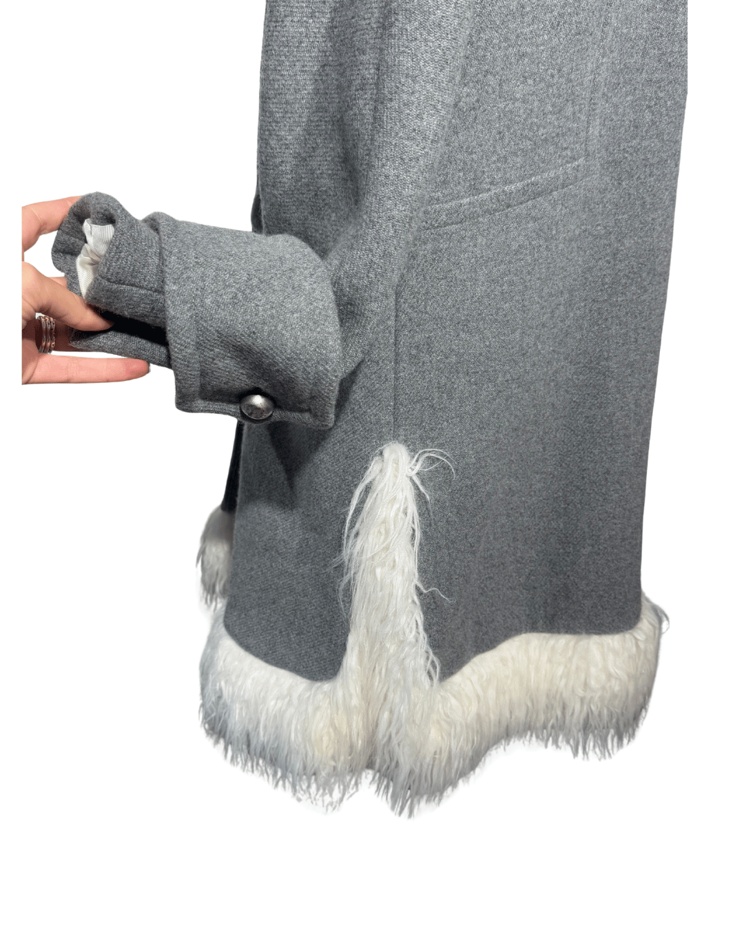 CAPPOTTO SCERVINO GRIGIO CON ecoPELLICCIA