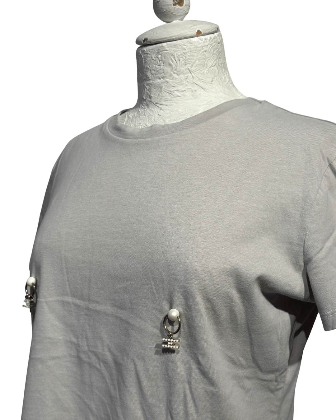TSHIRT GRIGIO CHIARO ELISABETTA FRANCHI PIERCING TG 44