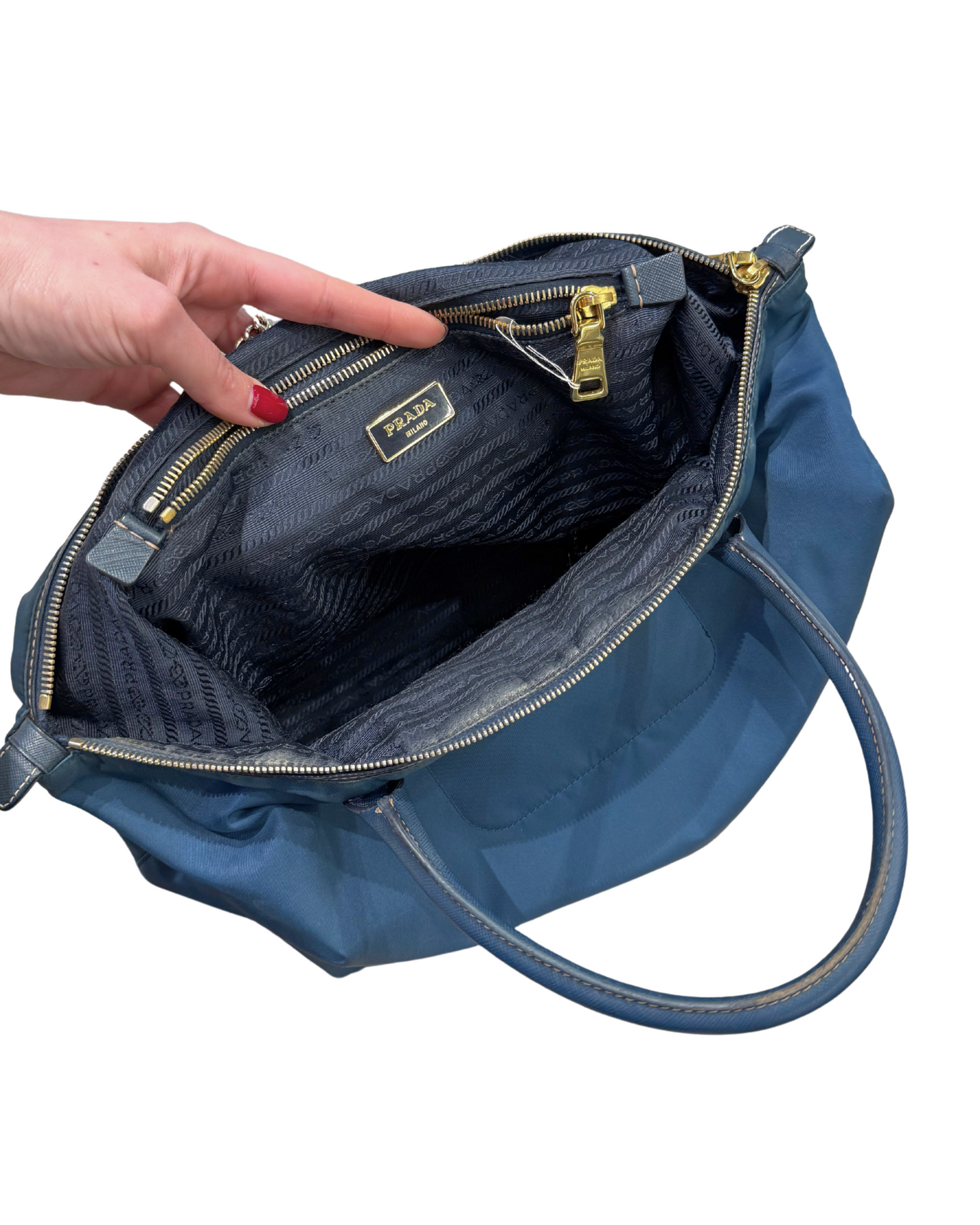 BORSA TESSUTO TECNICO PRADA BLU