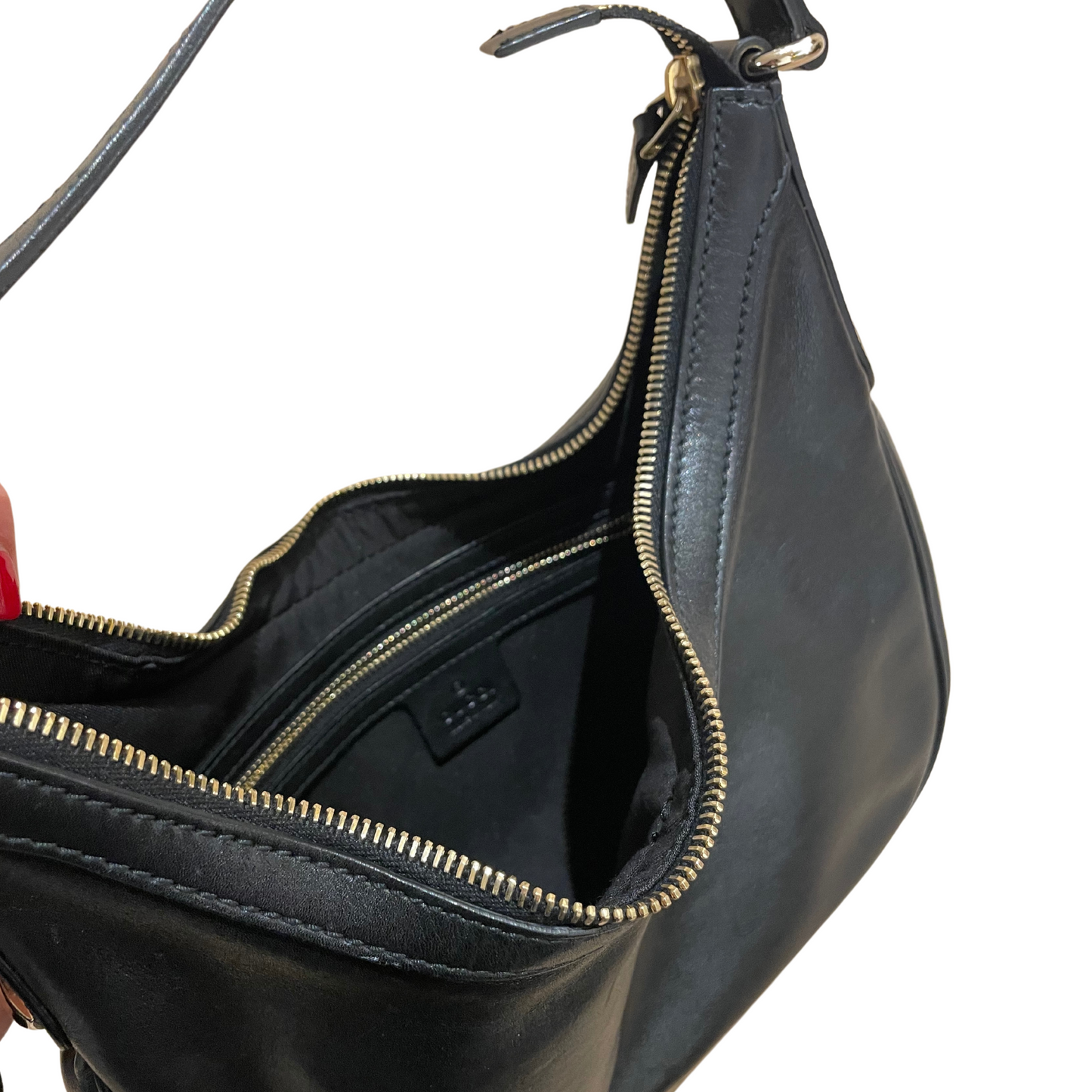 MEZZALUNA GUCCI PELLE NERA