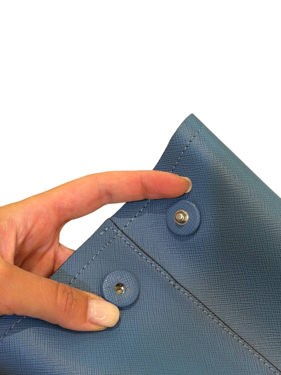 BORSA A MANO PRADA PELLE SAFFIANO AZZURRA