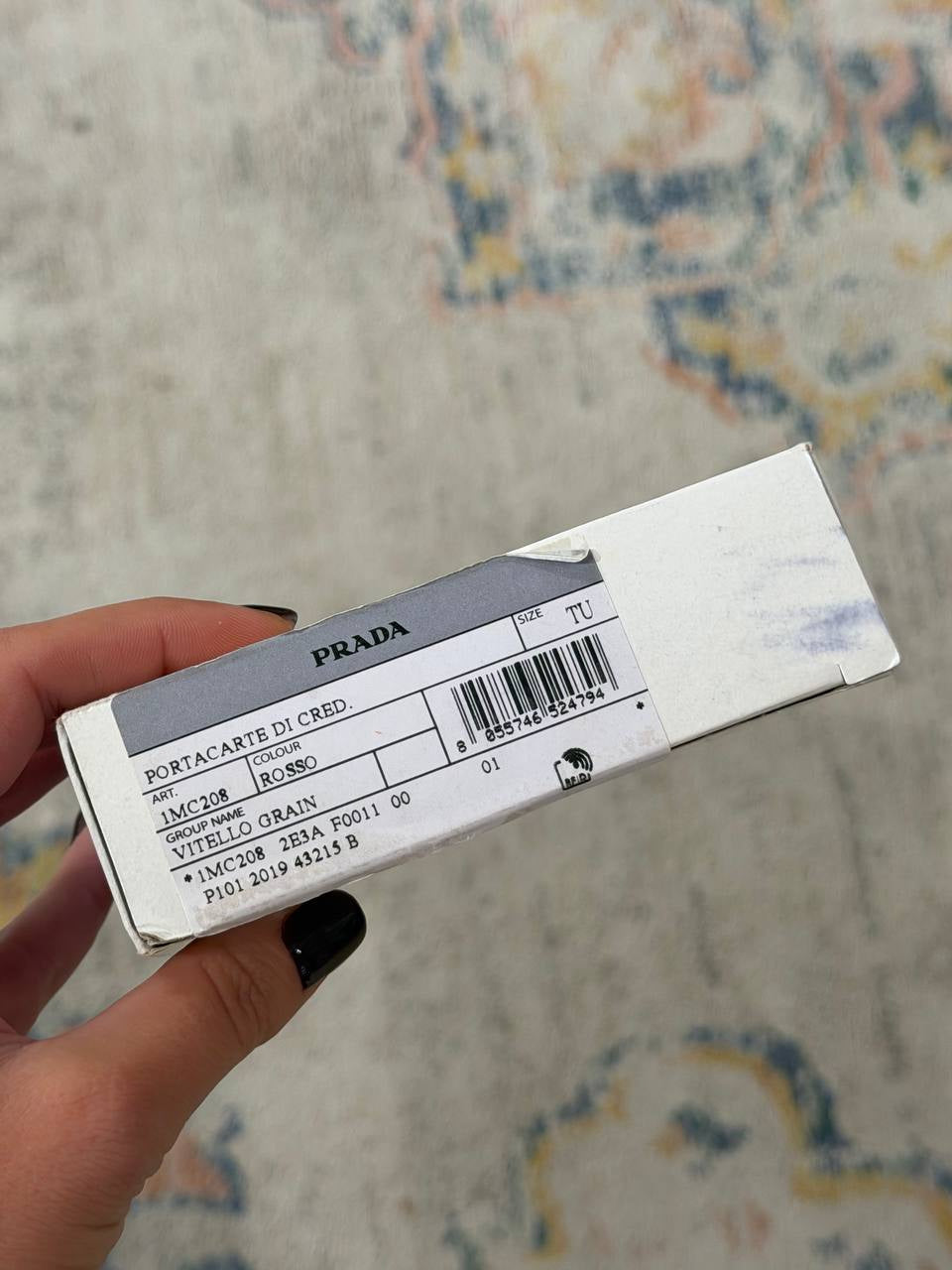 PORTACARTE PRADA PELLE VITELLO GRAIN ROSSO