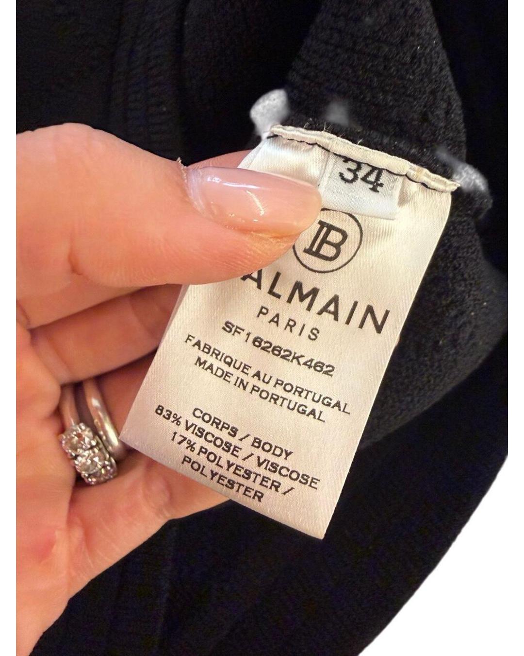 BALMAIN PARIS ABITO MAGLIA NERA BOTTONI DORATI Tg 38