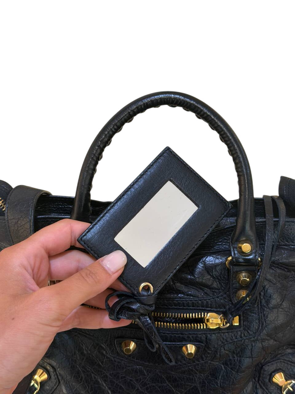 BALENCIAGA CITY SMALL PELLE NERA HARDWARE ORO