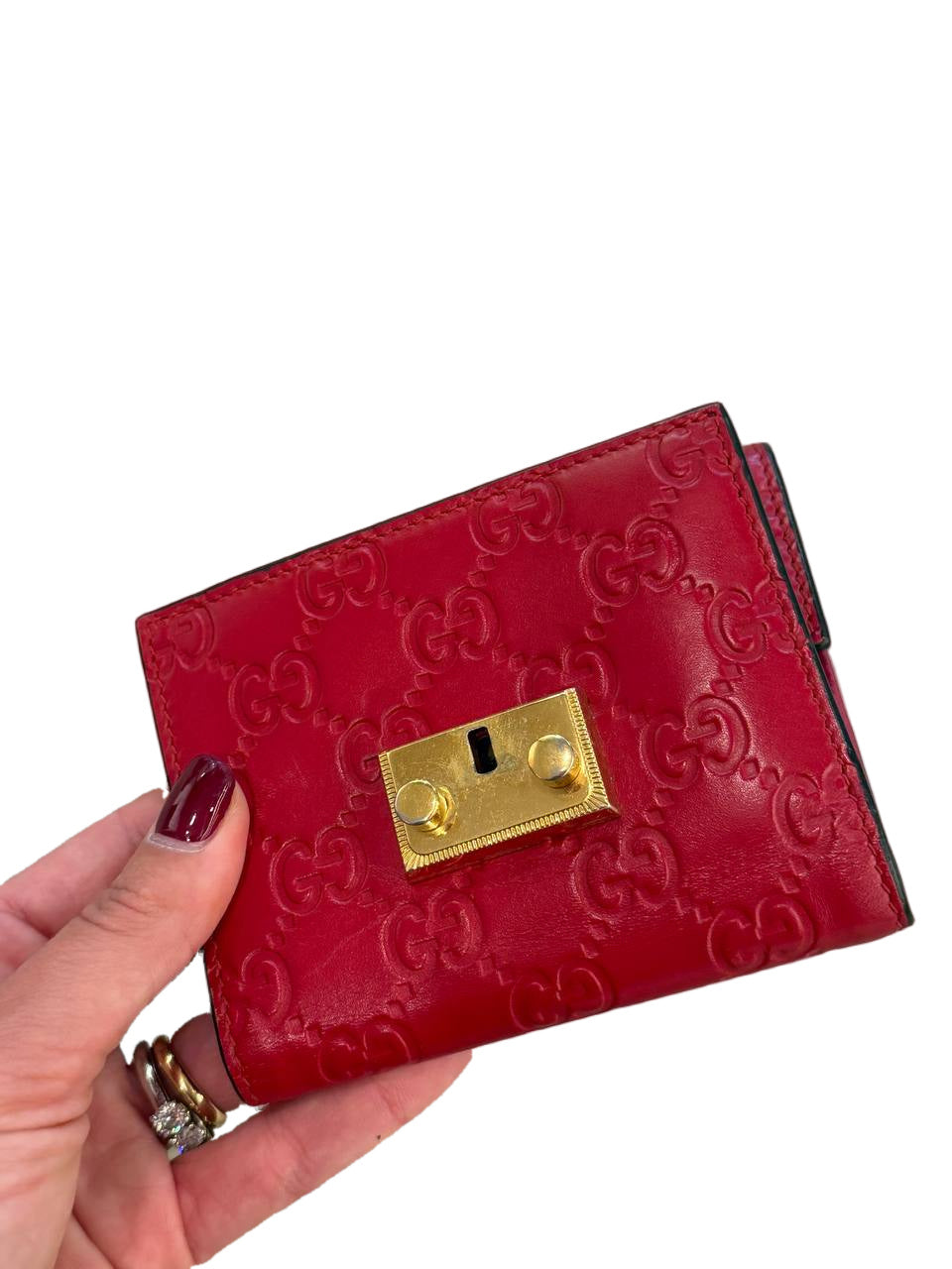 PICCOLO PORTAFOGLIO GUCCI PELLE IMPRESSA ROSSA