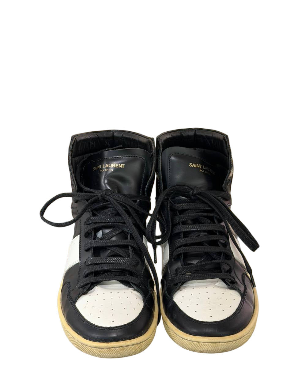 SNEAKERS SAINT LAURENT SL/10H ALTA BICOLOR BIANCO E NERO Nr 41.5