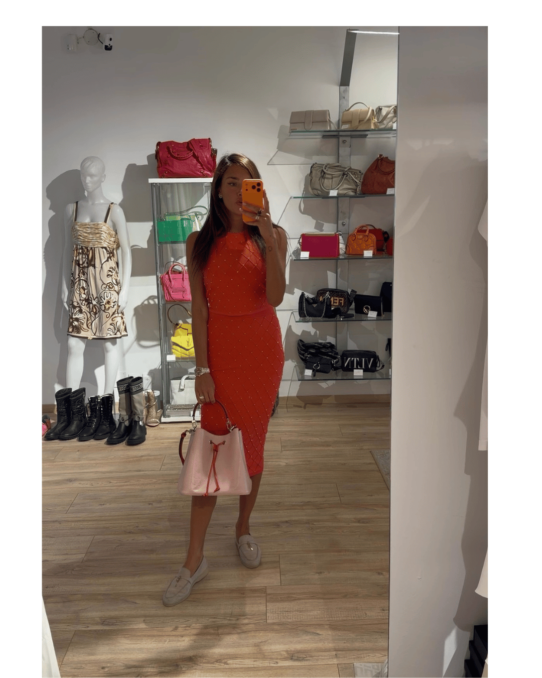 COMPLETO ELISABETTA FRANCHI CORALLO GONNA E TOP tg 42