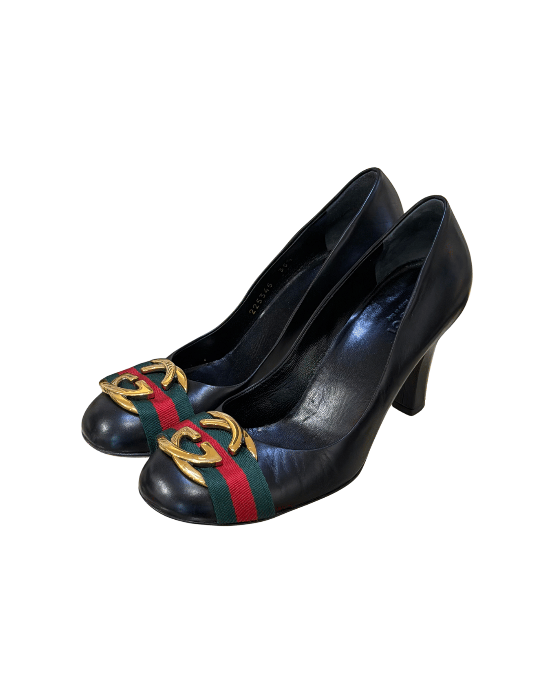 GUCCI DÉCOLLETÉ NERA PELLE WEB TACCO GROSSO Nr 35.5