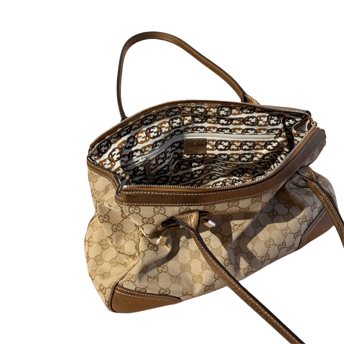BORSA GUCCI MONOGRAM A SPALLA RIFINITURE ORO