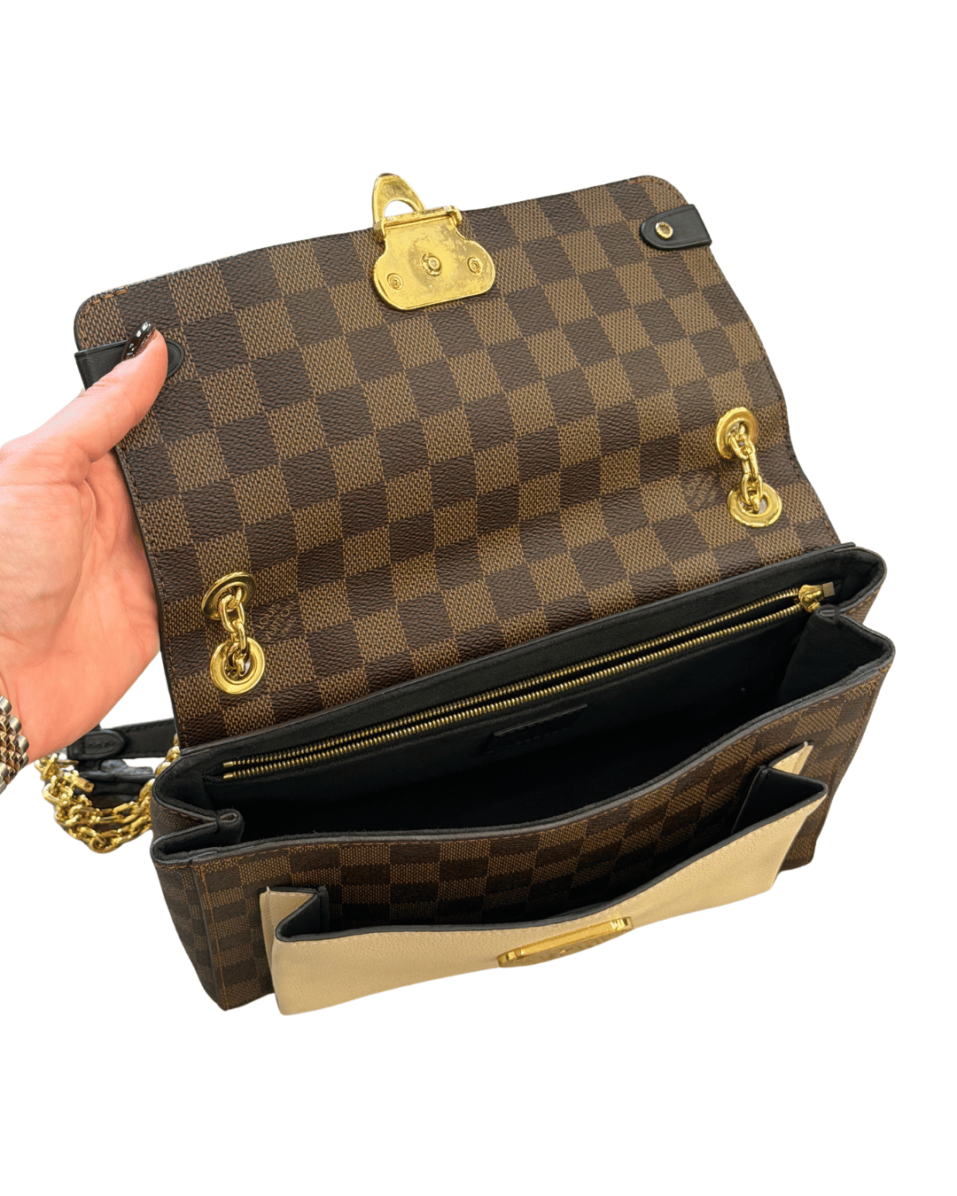 VAVIN PM LOUIS VUITTON DAMIER EBENE RIFINITURE CREMA