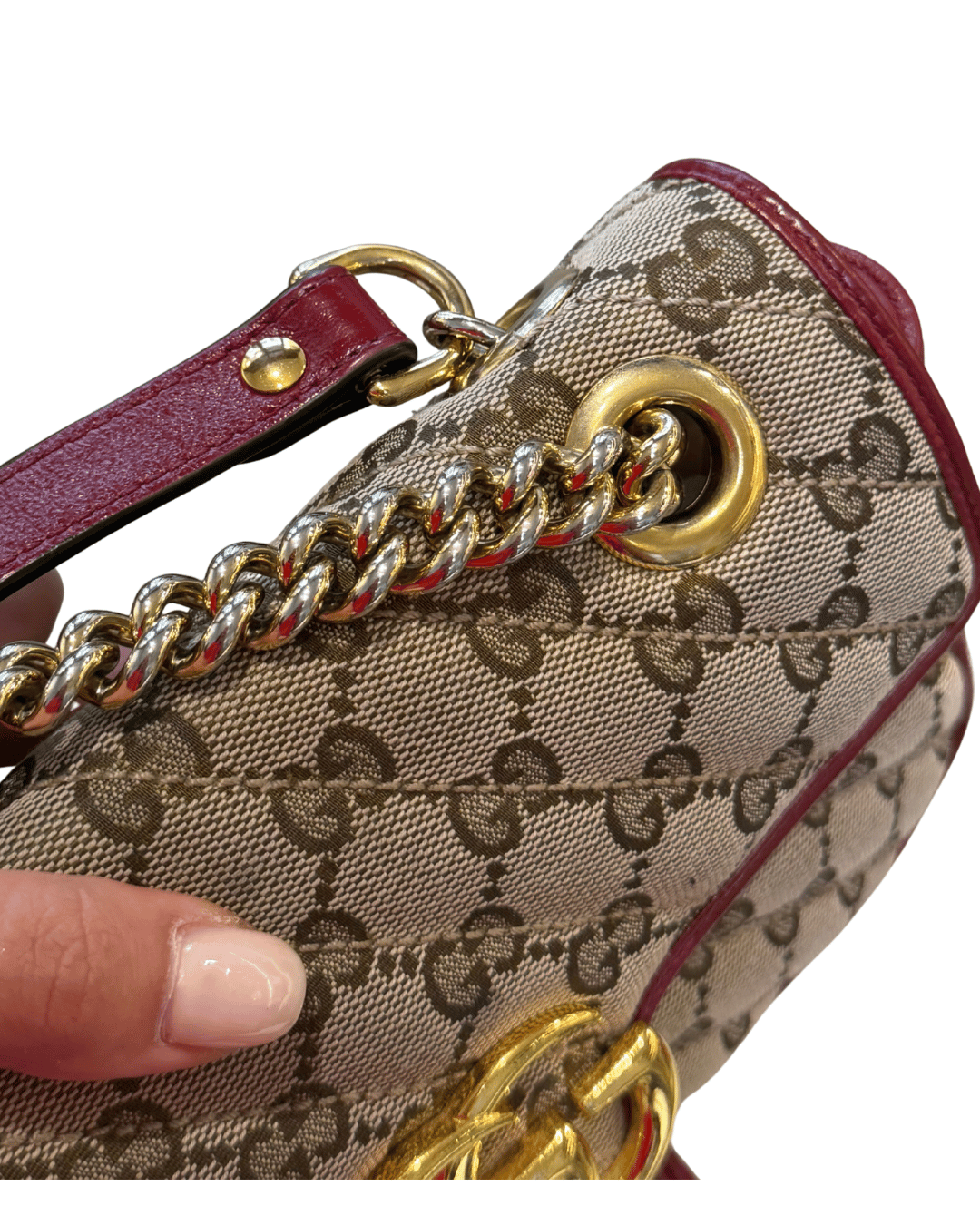GUCCI MARMONT SMALL GG SUPREME RIFINITURE ROSSE