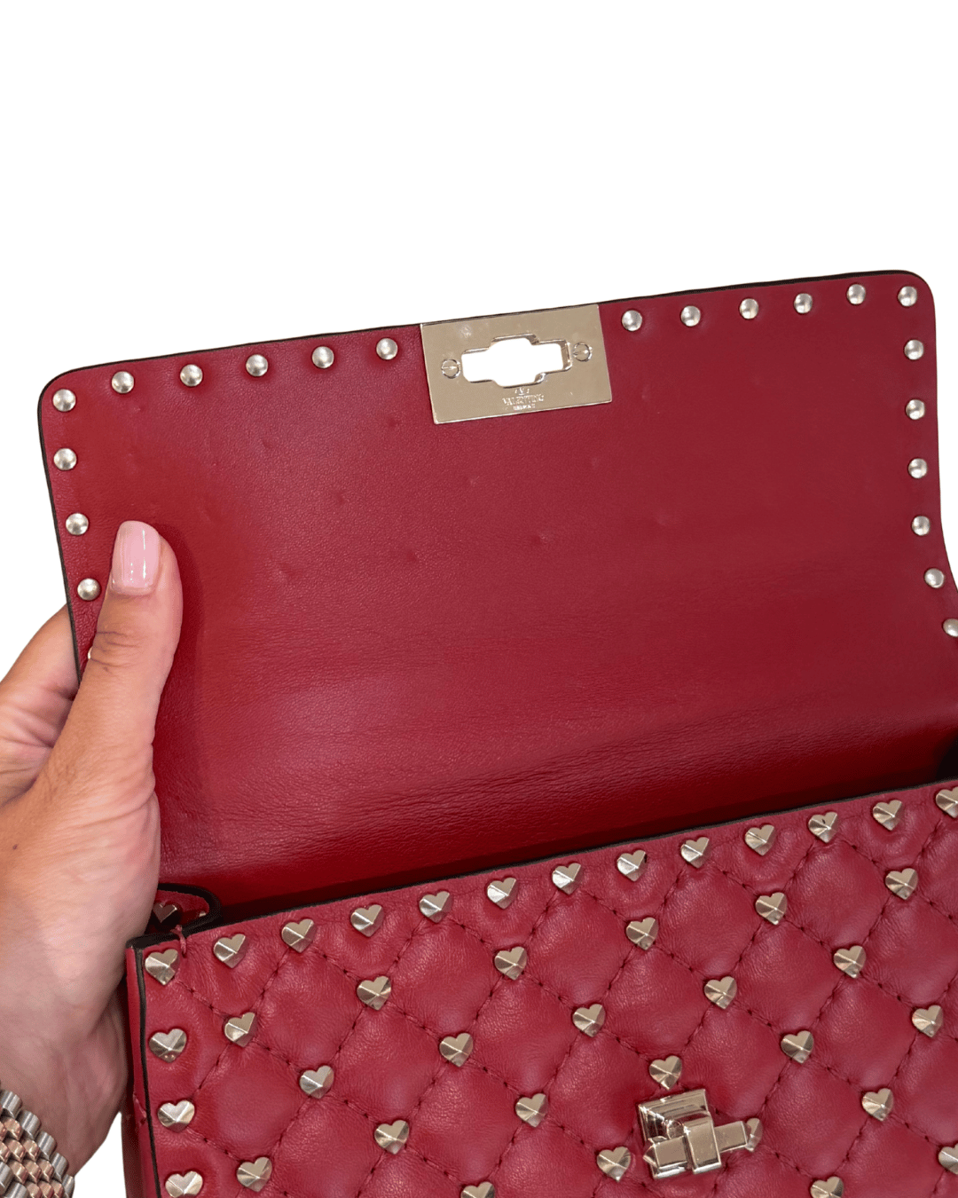 VALENTINO SPIKE MEDIA ROSSA BORCHIE CUORE