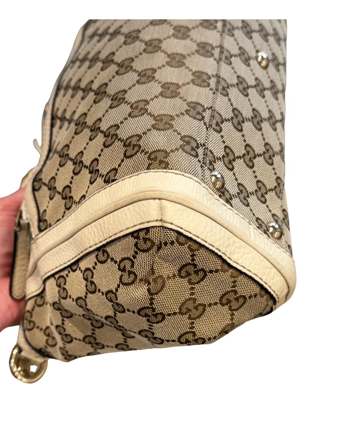 BORSA GUCCI RIFINITURE AVORIO MANICI INTRECCIATI