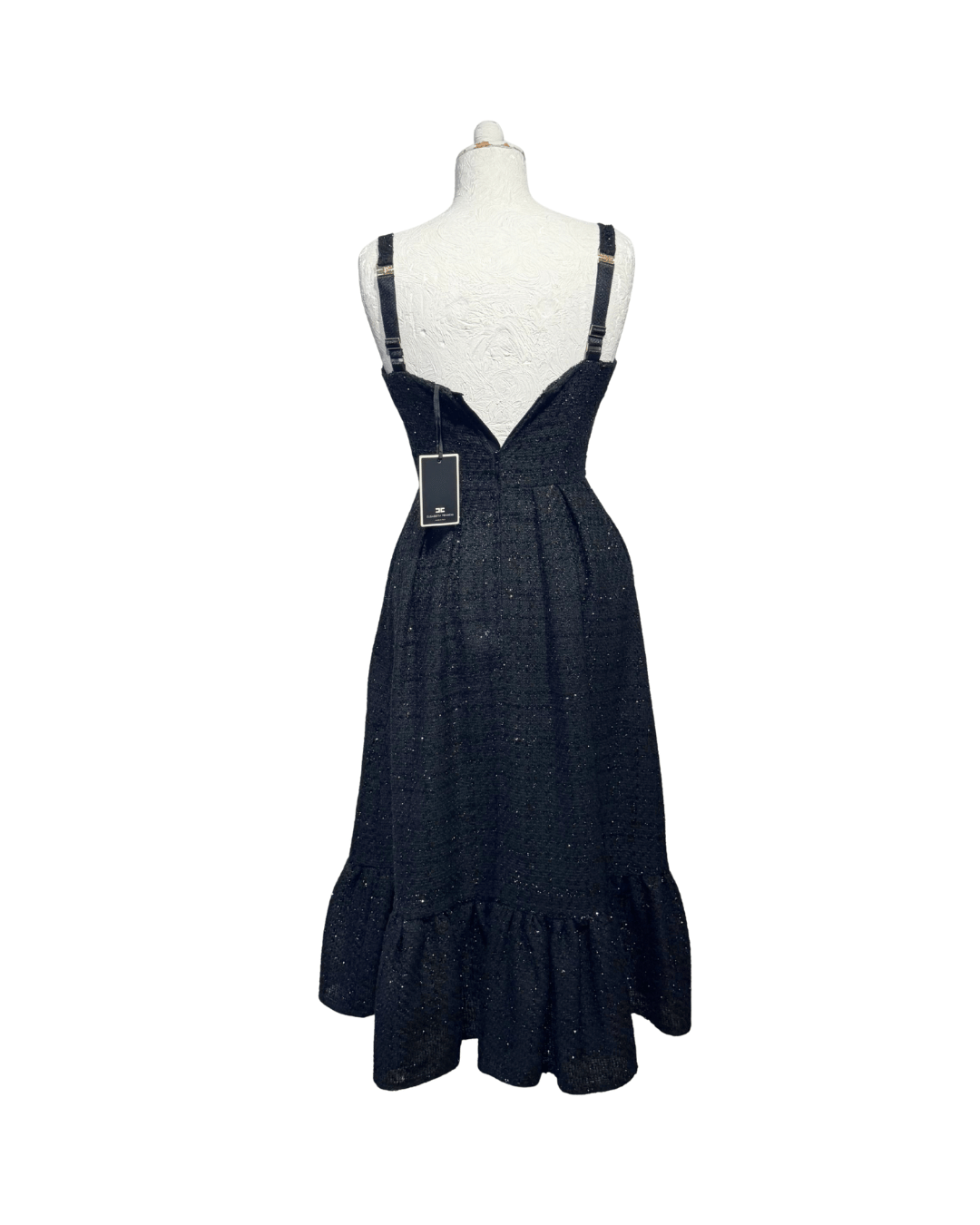 ABITO MIDI TESSUTO BOUCLE NERO ELISABETTA FRANCHI Tg 40