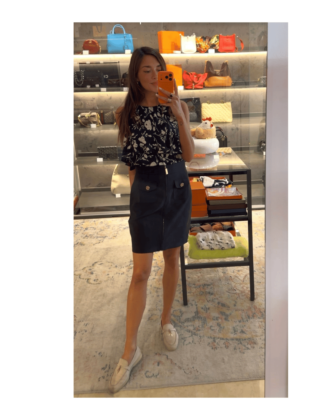 TOP SETA RALPH LAUREN BIANCO E NERO FIORI Tg 40