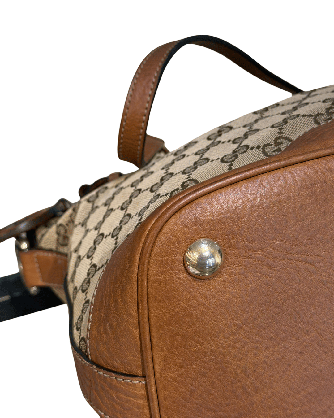 BORSA GUCCI GG SUPREME CON RIFINITURE CUOIO E TRACOLLA