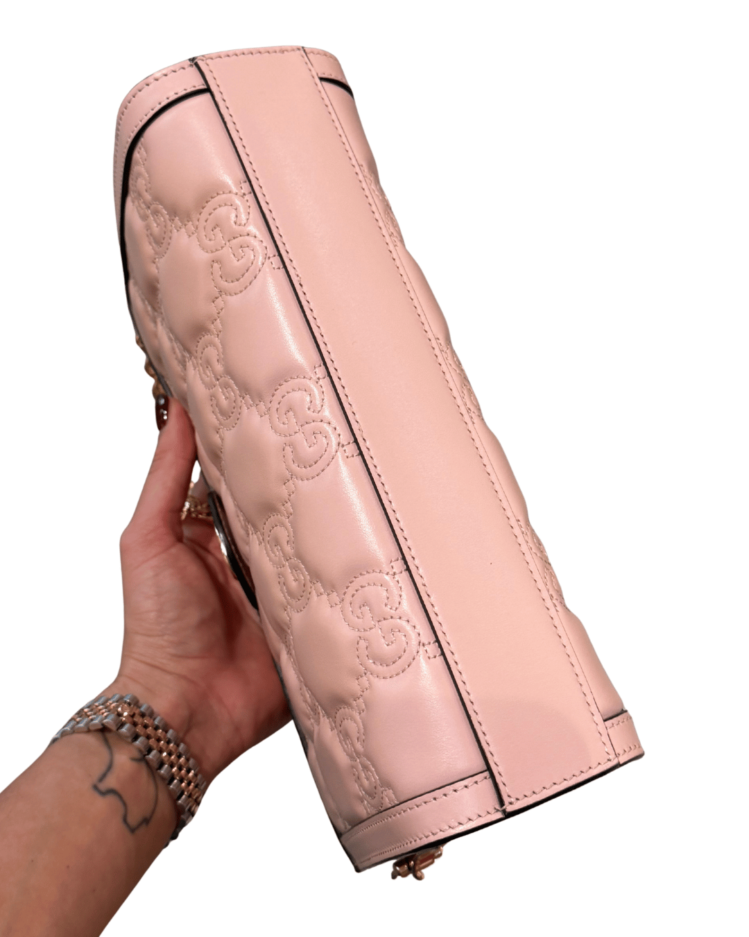 GUCCI PELLE IMPRESSA ROSA CON DUE TRACOLLE