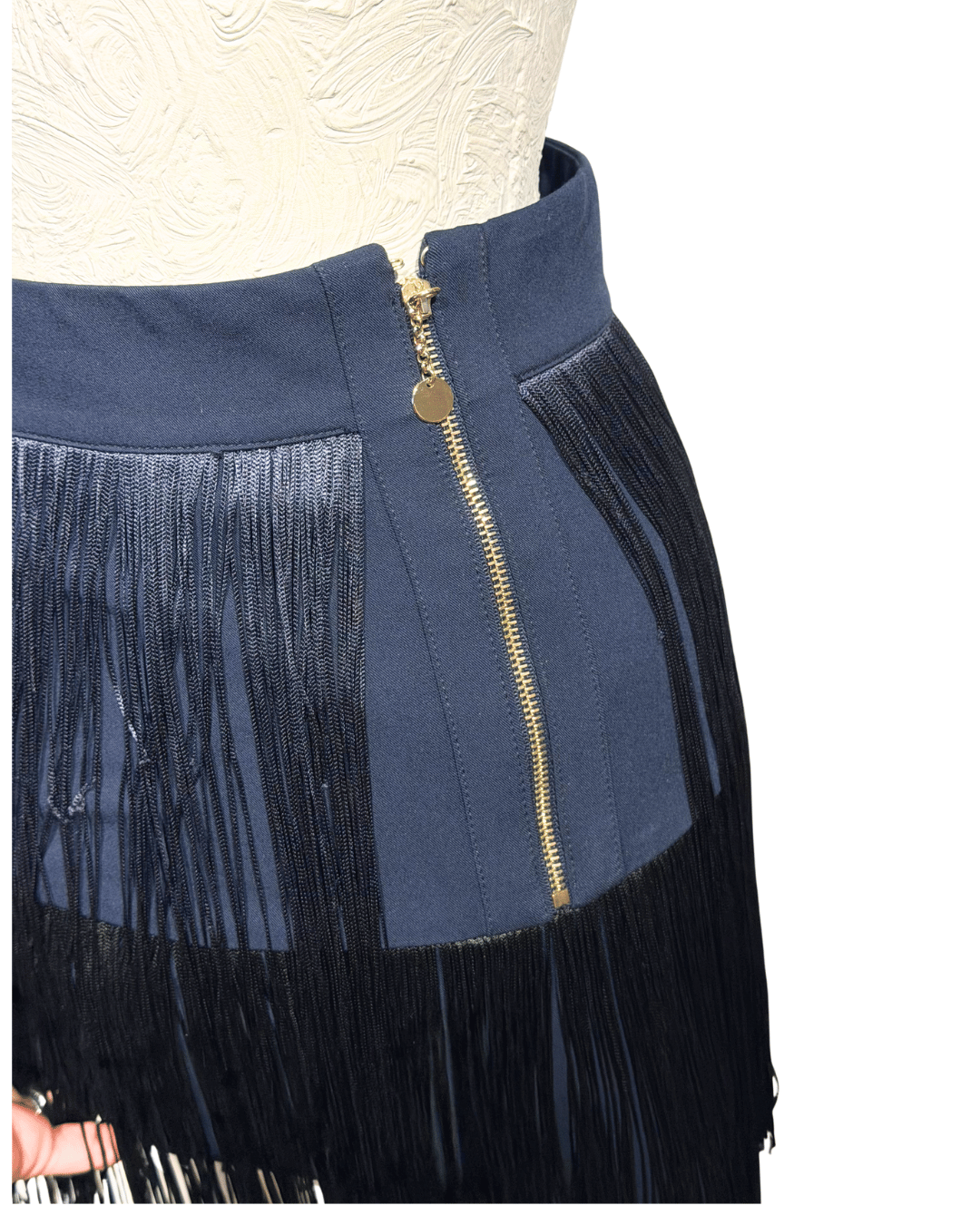GONNA ELISABETTA FRANCHI FRANGE BLU E NERA Tg 42