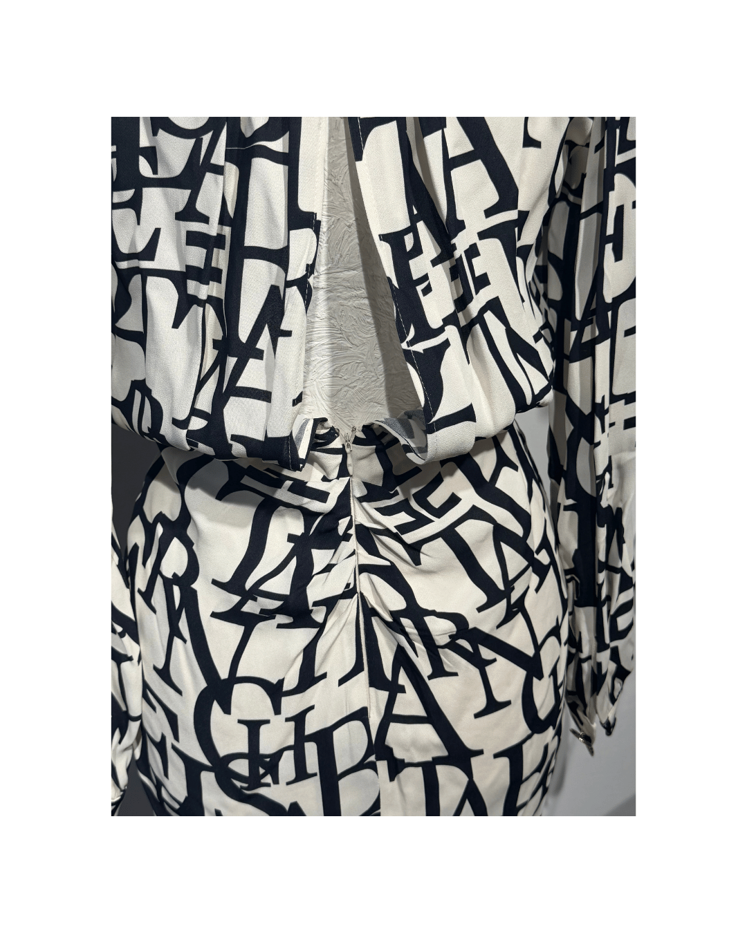 ABITO ELISABETTA FRANCHI LETTERING PANNA E NERO Tg 40
