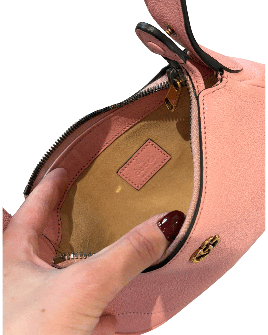 PICCOLA MEZZALUNA GUCCI ROSA PELLE MARTELLATA