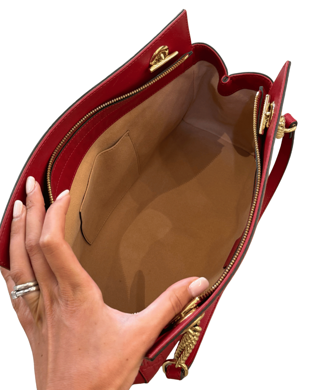 BORSA GUCCI GUCCISSIMA ROSSA MANICI DORATI