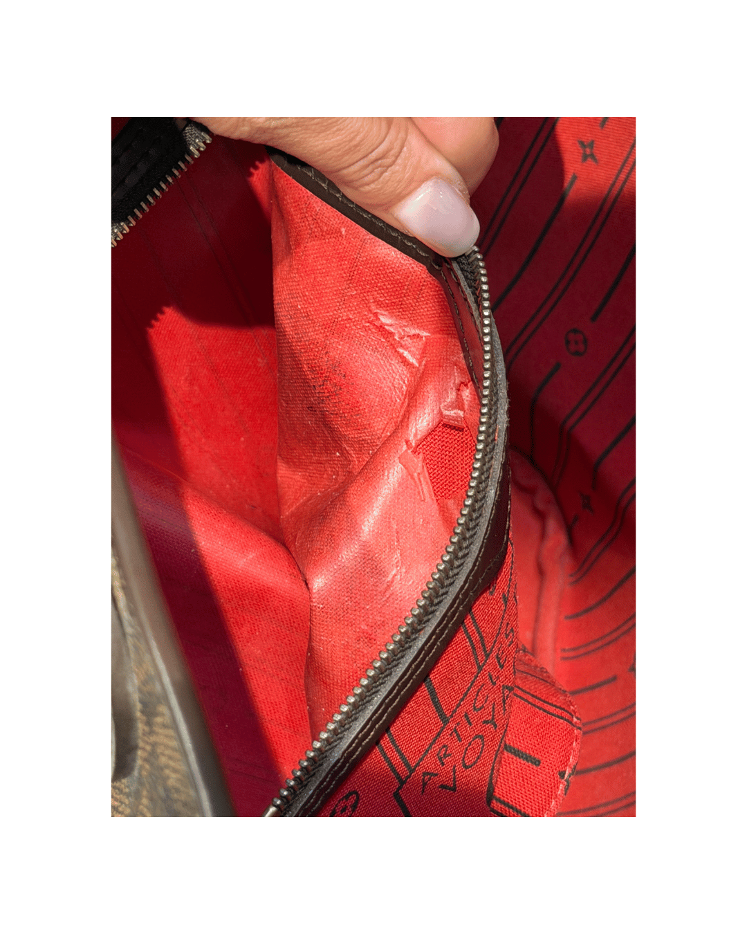 NEVERFULL MM DAMIER EBENE INTERNO ROSSO