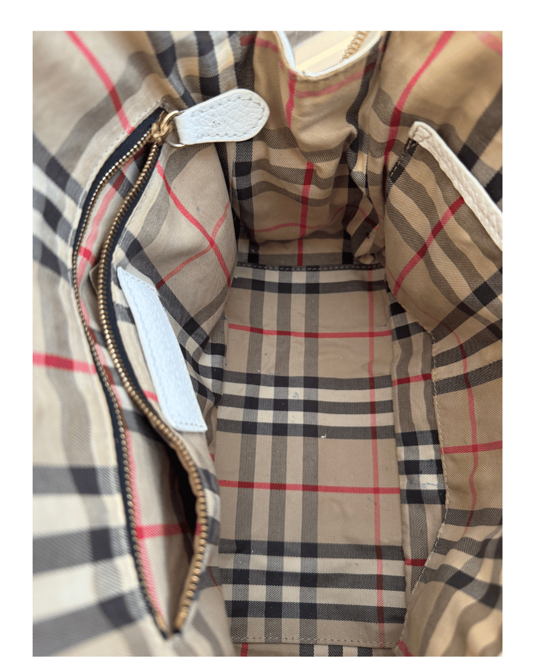 BORSA BURBERRY PELLE BIANCA MARTELLATA