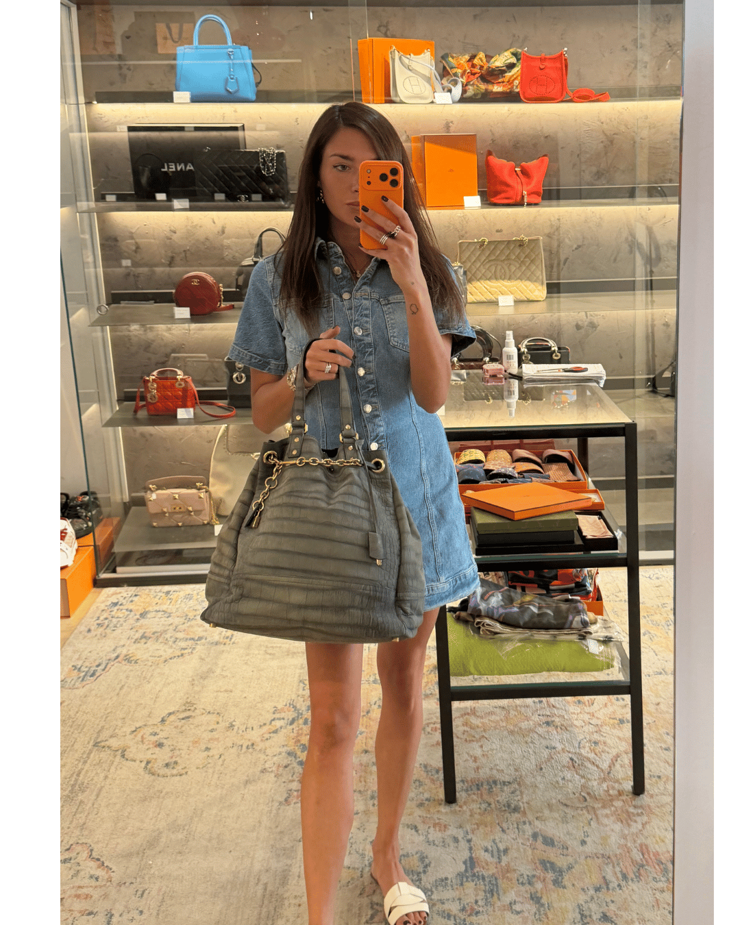OVERSEAS TOTE YSL STAMPA COCCO GRIGIA