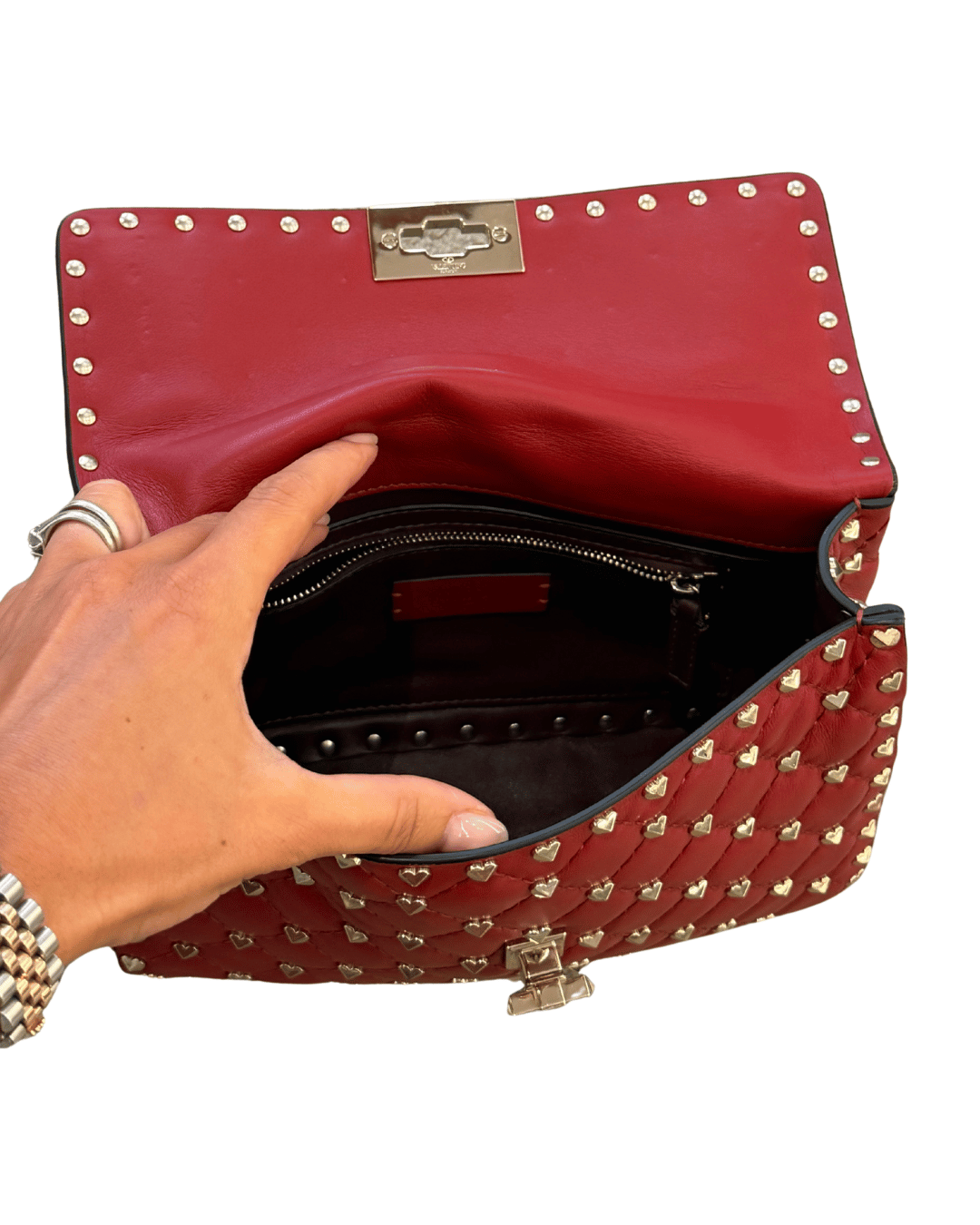 VALENTINO SPIKE MEDIA ROSSA BORCHIE CUORE