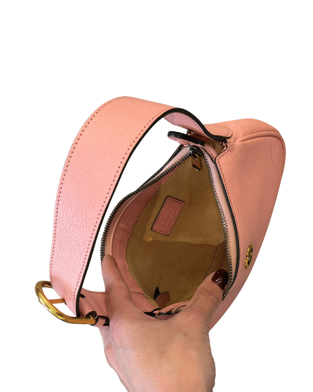 PICCOLA MEZZALUNA GUCCI ROSA PELLE MARTELLATA