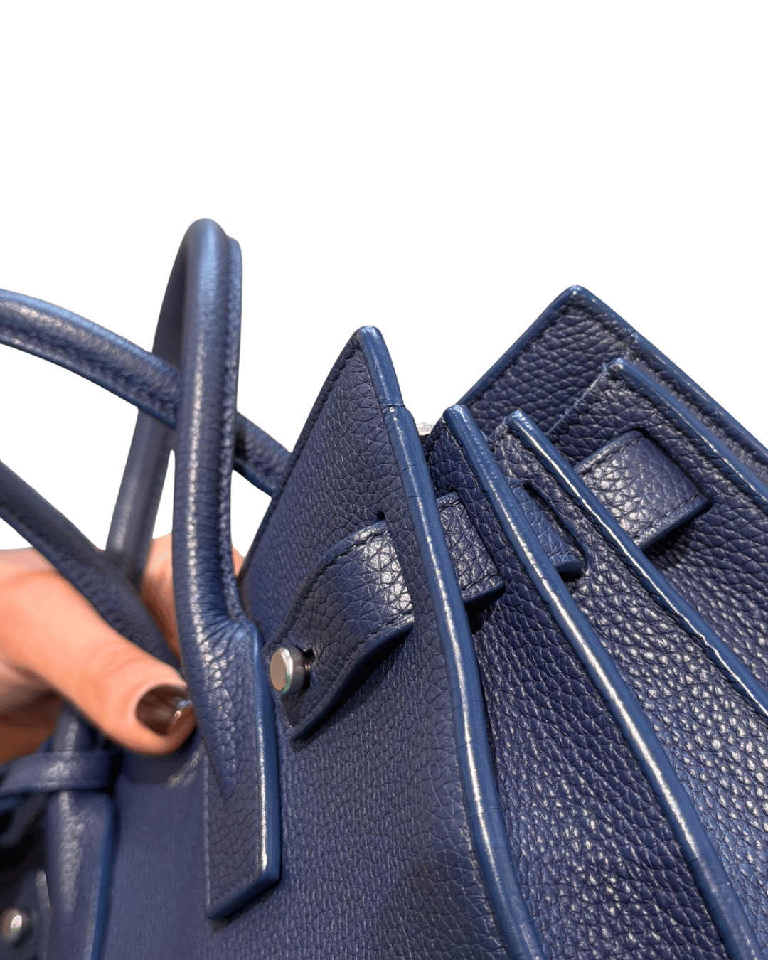 SAC DE JOUR SMALL YSL BLU PELLE MARTELLATA